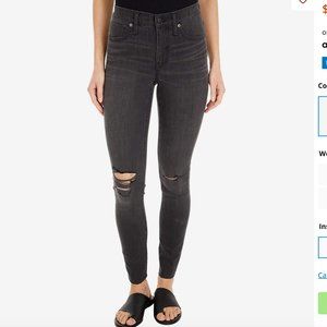 MADEWELL 9" High Rise Skinny Jean, "Black Sea" Washed Black Color, Size 25